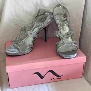 Silver glitter heels